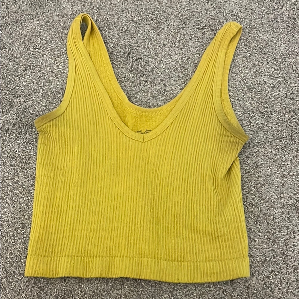 Urban Outfitters Yellow Ribbed Crop Tank Top